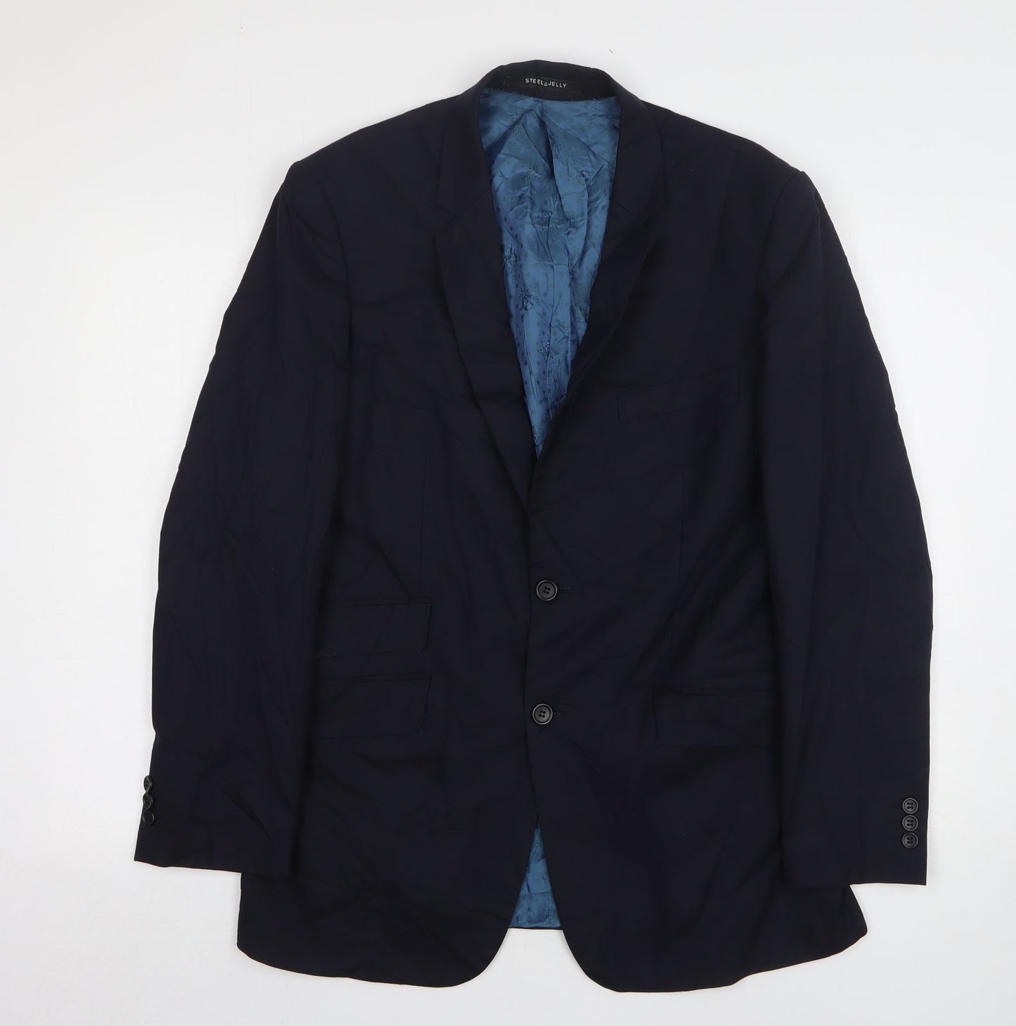 Mens UK Size 40 Steel & Jelly Regular Blue Suit Jacket