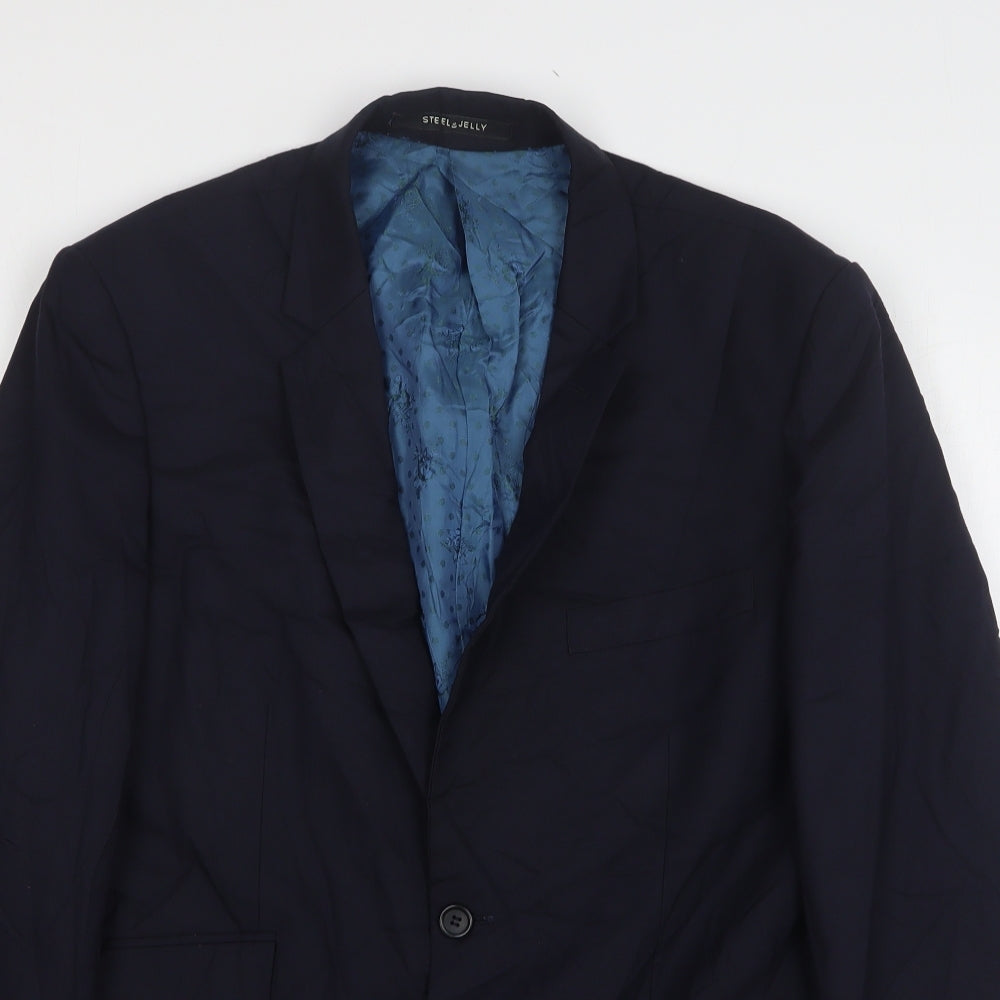 Mens UK Size 40 Steel & Jelly Regular Blue Suit Jacket
