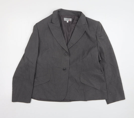 Marks and Spencer Womens Grey Striped Polyester Jacket Suit Jacket Size 18