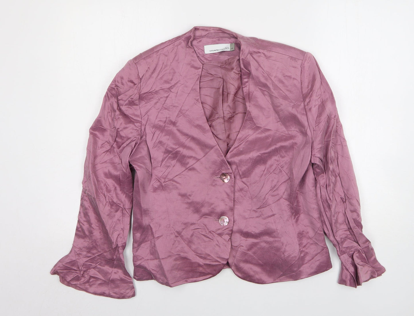 County Casuals Womens Pink Cupro Jacket Blazer Size 14