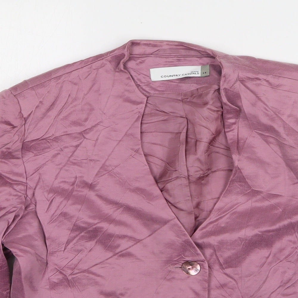 County Casuals Womens Pink Cupro Jacket Blazer Size 14