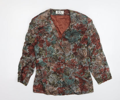 Klaus Steilman Womens Multicoloured Floral Cotton Jacket Blazer Size 10