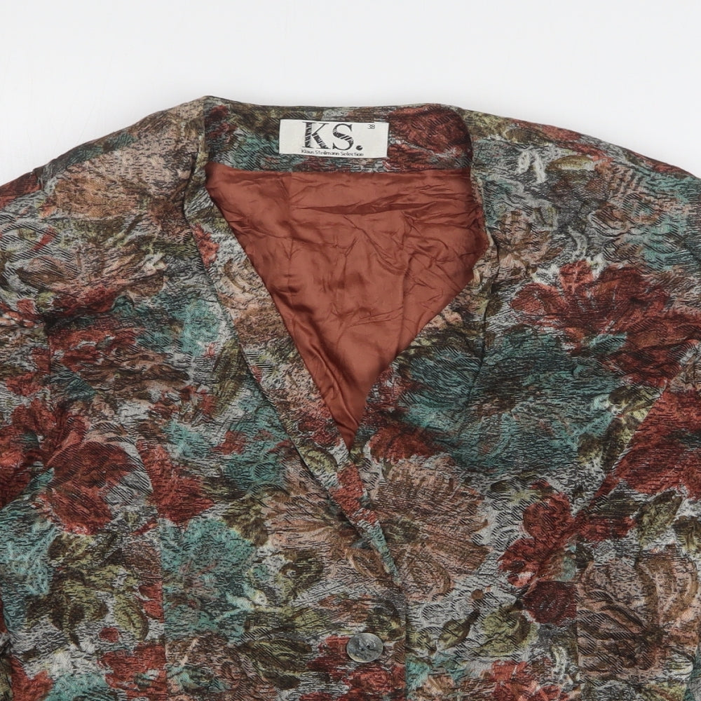 Klaus Steilman Womens Multicoloured Floral Cotton Jacket Blazer Size 10