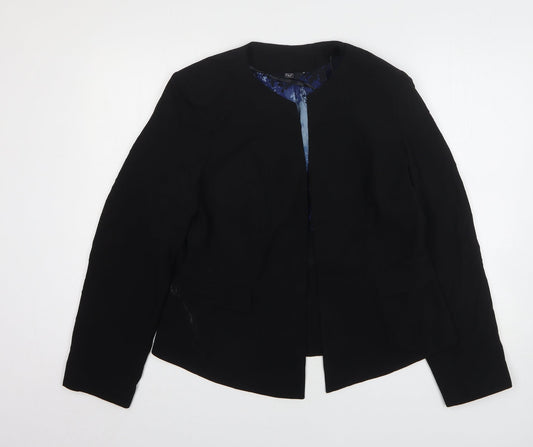 F&F Womens Black Polyester Jacket Blazer Size 16