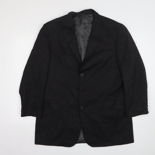 George Mens Black Polyester Jacket Suit Jacket Size 42