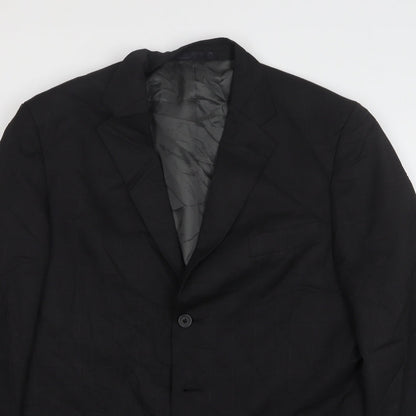 George Mens Black Polyester Jacket Suit Jacket Size 42