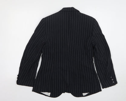 Marks and Spencer Womens Black Striped Polyester Jacket Suit Jacket Size 12