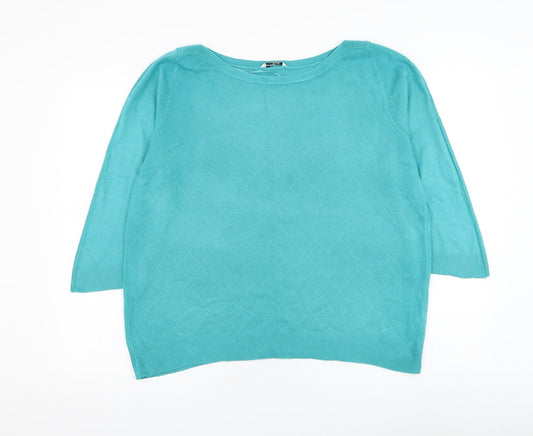 BHS Womens Blue Round Neck Acrylic Pullover Jumper Size 16