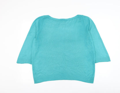 BHS Womens Blue Round Neck Acrylic Pullover Jumper Size 16