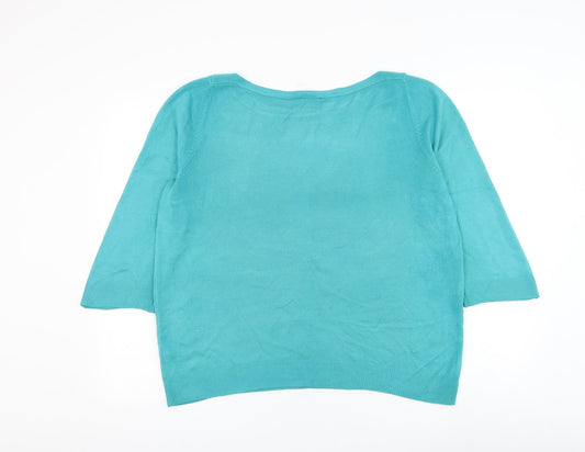 BHS Womens Blue Round Neck Acrylic Pullover Jumper Size 16
