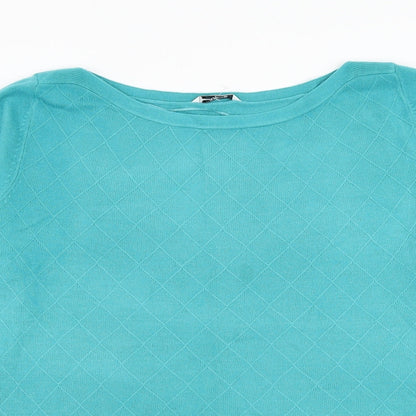 BHS Womens Blue Round Neck Acrylic Pullover Jumper Size 16