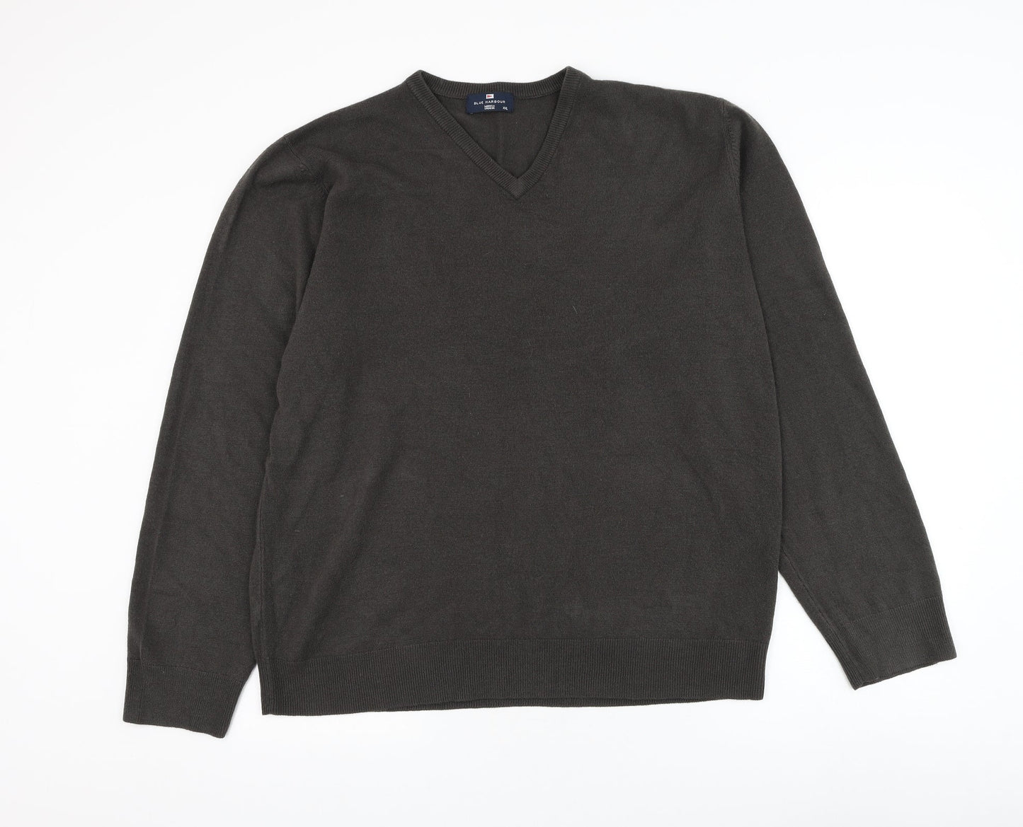 Marks and Spencer Mens Grey V-Neck Acrylic Pullover Jumper Size 2XL