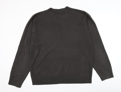Marks and Spencer Mens Grey V-Neck Acrylic Pullover Jumper Size 2XL