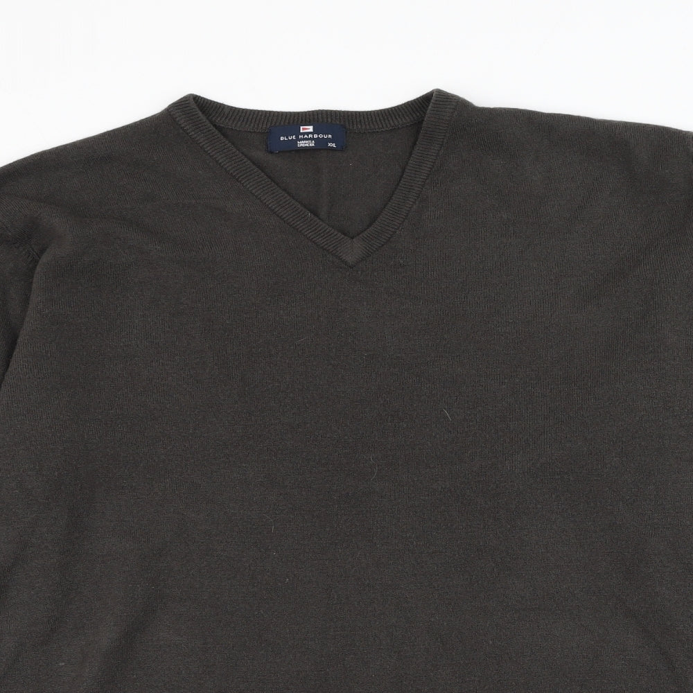 Marks and Spencer Mens Grey V-Neck Acrylic Pullover Jumper Size 2XL
