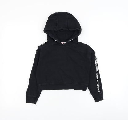 Evie Girls Black Cotton Pullover Hoodie Size 7-8 Years Pullover