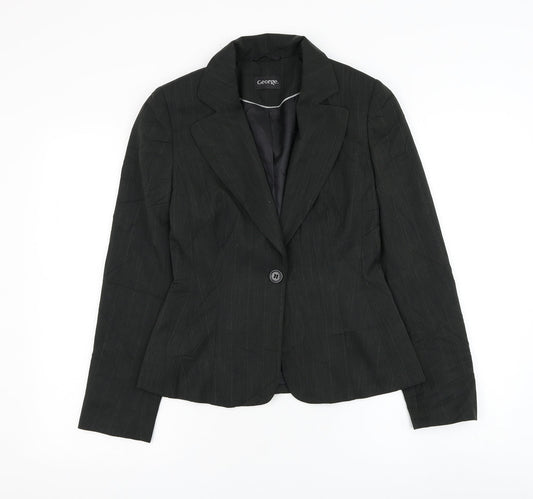 George Womens Black Jacket Blazer Size 8 Button
