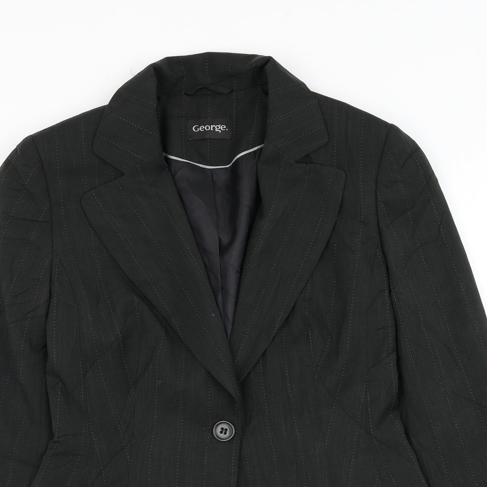 George Womens Black Jacket Blazer Size 8 Button