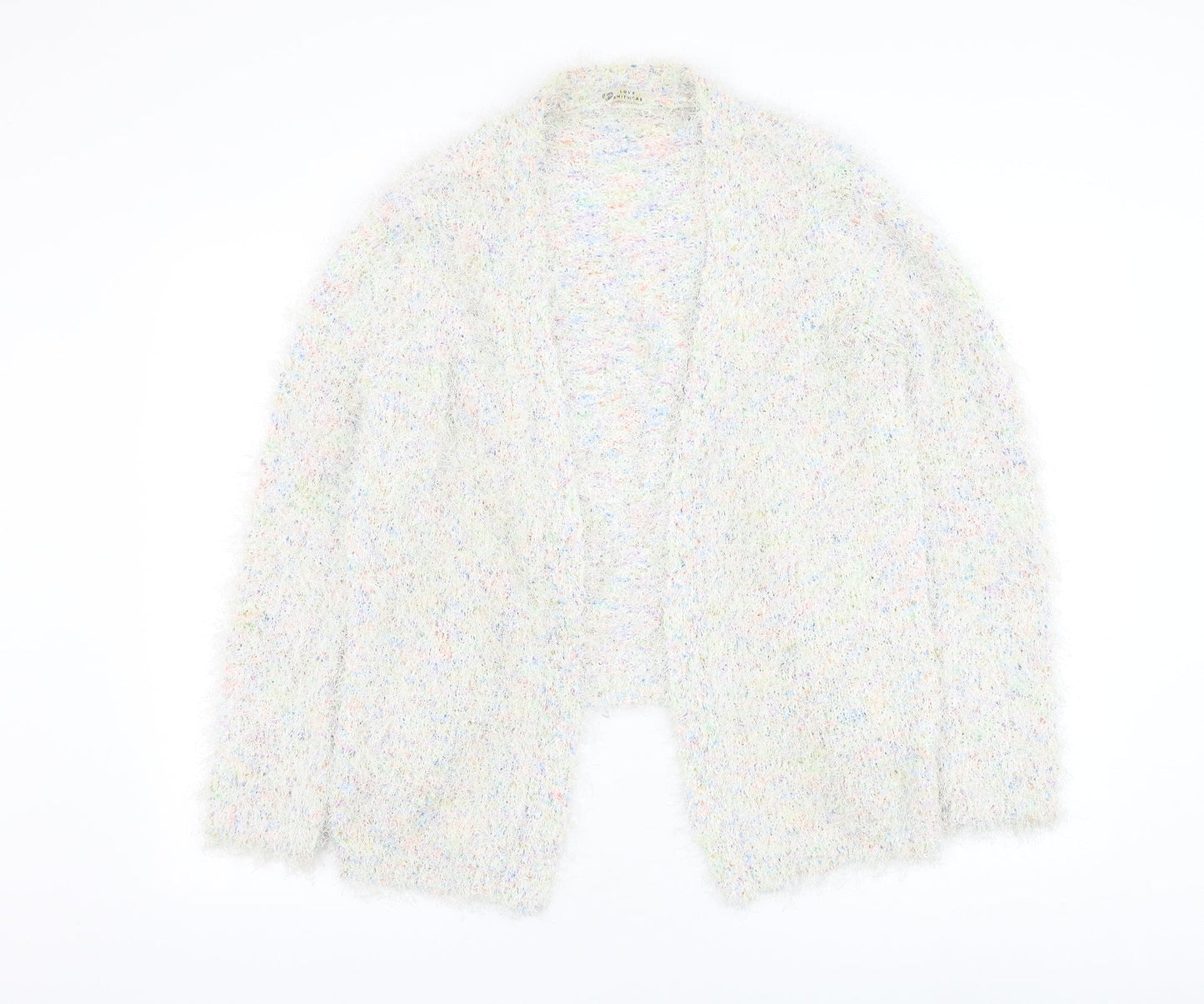 BHS Womens Ivory Square Neck Polyester Cardigan Jumper Size 14