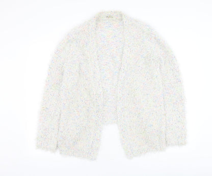 BHS Womens Ivory Square Neck Polyester Cardigan Jumper Size 14