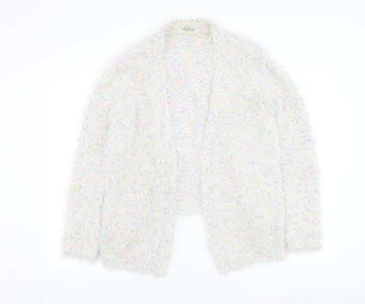 BHS Womens Ivory Square Neck Polyester Cardigan Jumper Size 14