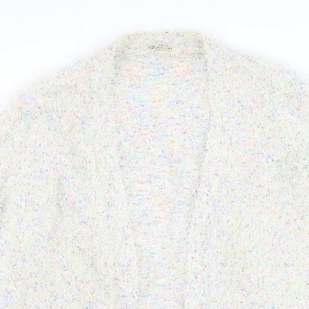 BHS Womens Ivory Square Neck Polyester Cardigan Jumper Size 14