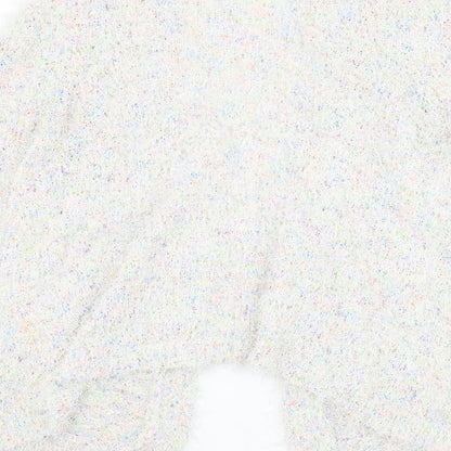 BHS Womens Ivory Square Neck Polyester Cardigan Jumper Size 14