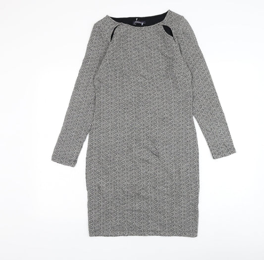 Marks and Spencer Womens White Cotton Pencil Dress Size 10 Square Neck Pullover