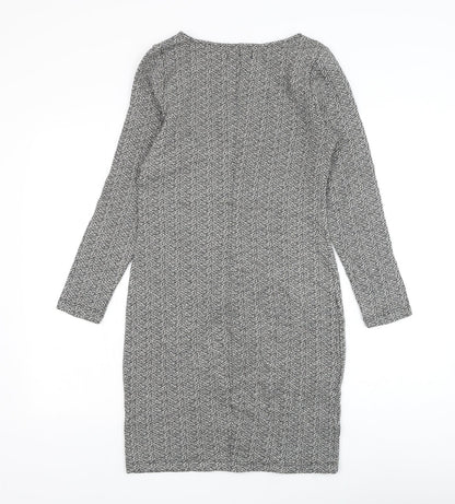Marks and Spencer Womens White Cotton Pencil Dress Size 10 Square Neck Pullover
