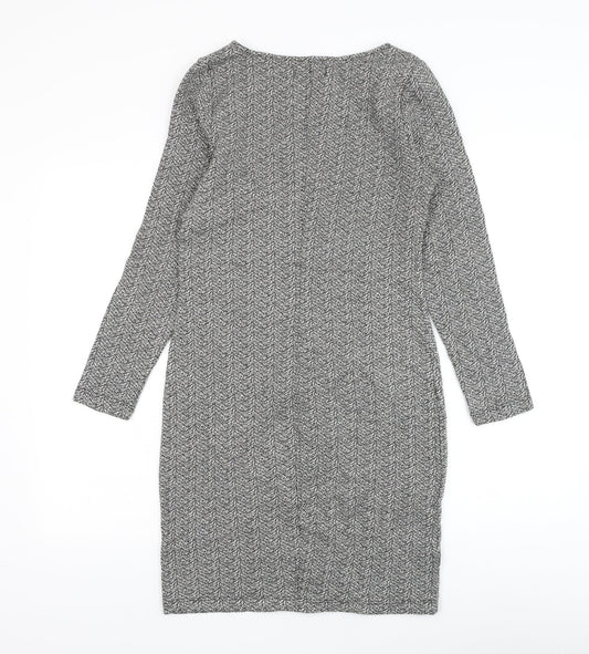 Marks and Spencer Womens White Cotton Pencil Dress Size 10 Square Neck Pullover