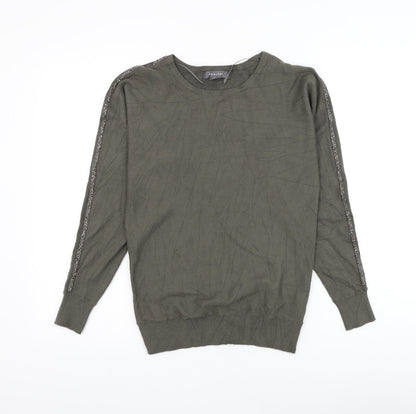 Primark Womens Green Round Neck Viscose Pullover Jumper Size 6