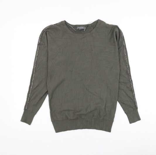 Primark Womens Green Round Neck Viscose Pullover Jumper Size 6