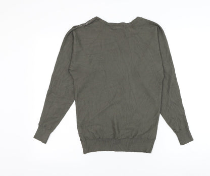 Primark Womens Green Round Neck Viscose Pullover Jumper Size 6