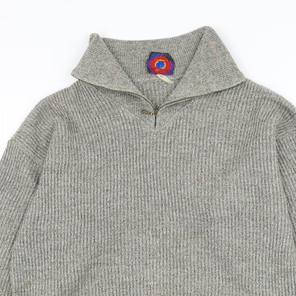 Club Member Mens Green Roll Neck Acrylic Henley Jumper Size S