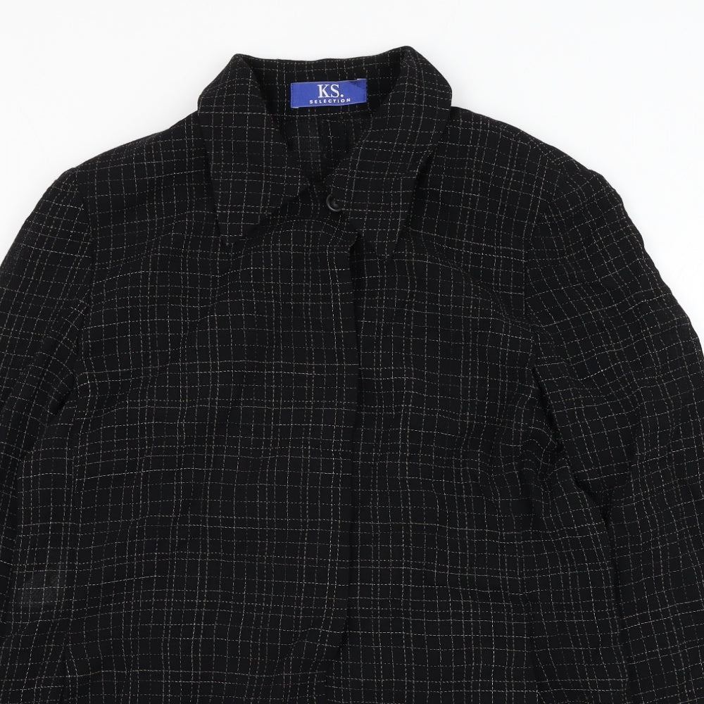 KS. Selection Womens Black Check Jacket Blazer Size 14 Button