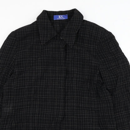 KS. Selection Womens Black Check Jacket Blazer Size 14 Button