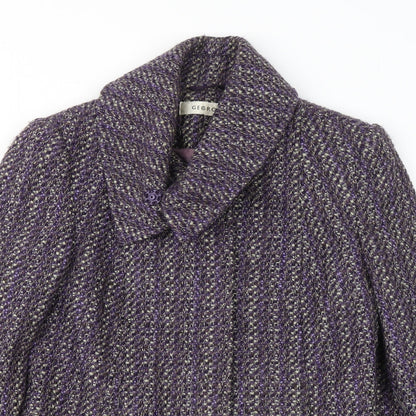 George Womens Purple Geometric Jacket Coatigan Size 8