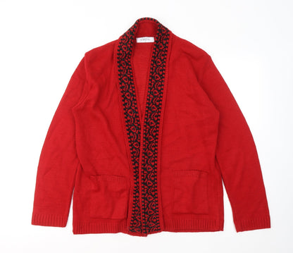 Womens UK Size L Classic Red Cardigan Jumper