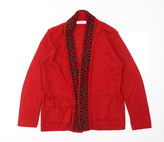Womens UK Size L Classic Red Cardigan Jumper