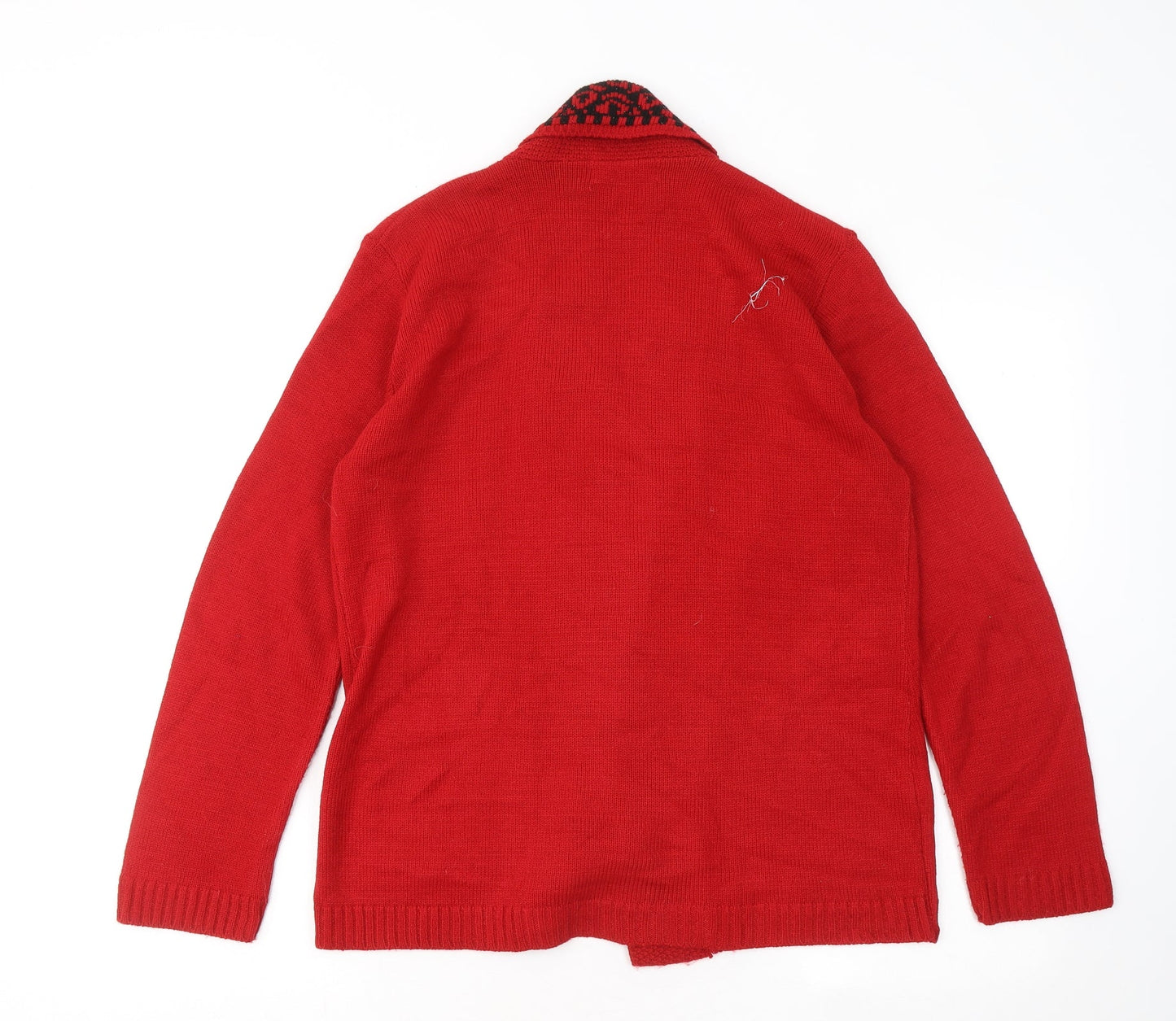 Womens UK Size L Classic Red Cardigan Jumper