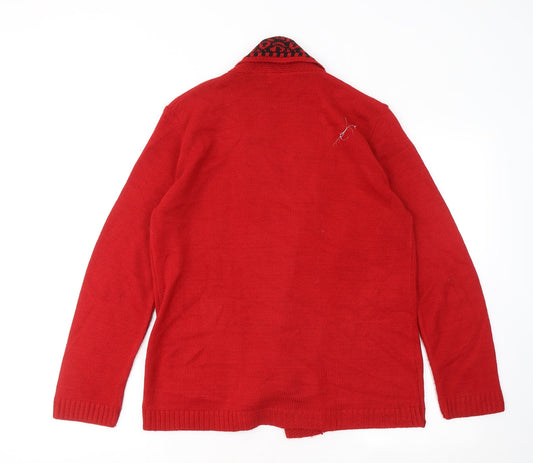 Womens UK Size L Classic Red Cardigan Jumper