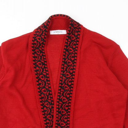 Womens UK Size L Classic Red Cardigan Jumper