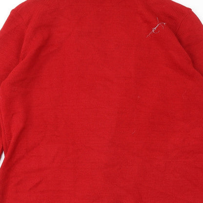 Womens UK Size L Classic Red Cardigan Jumper