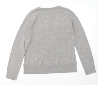George Womens Grey Scoop Neck Geometric Acrylic Pullover Jumper Size 16