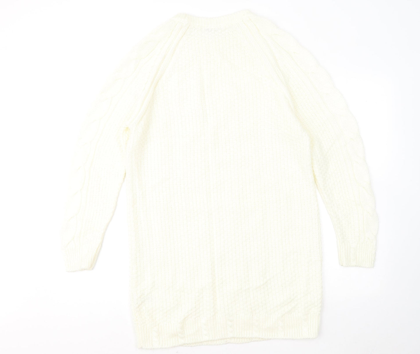 TU Womens Yellow Round Neck Geometric Acrylic Pullover Jumper Size S