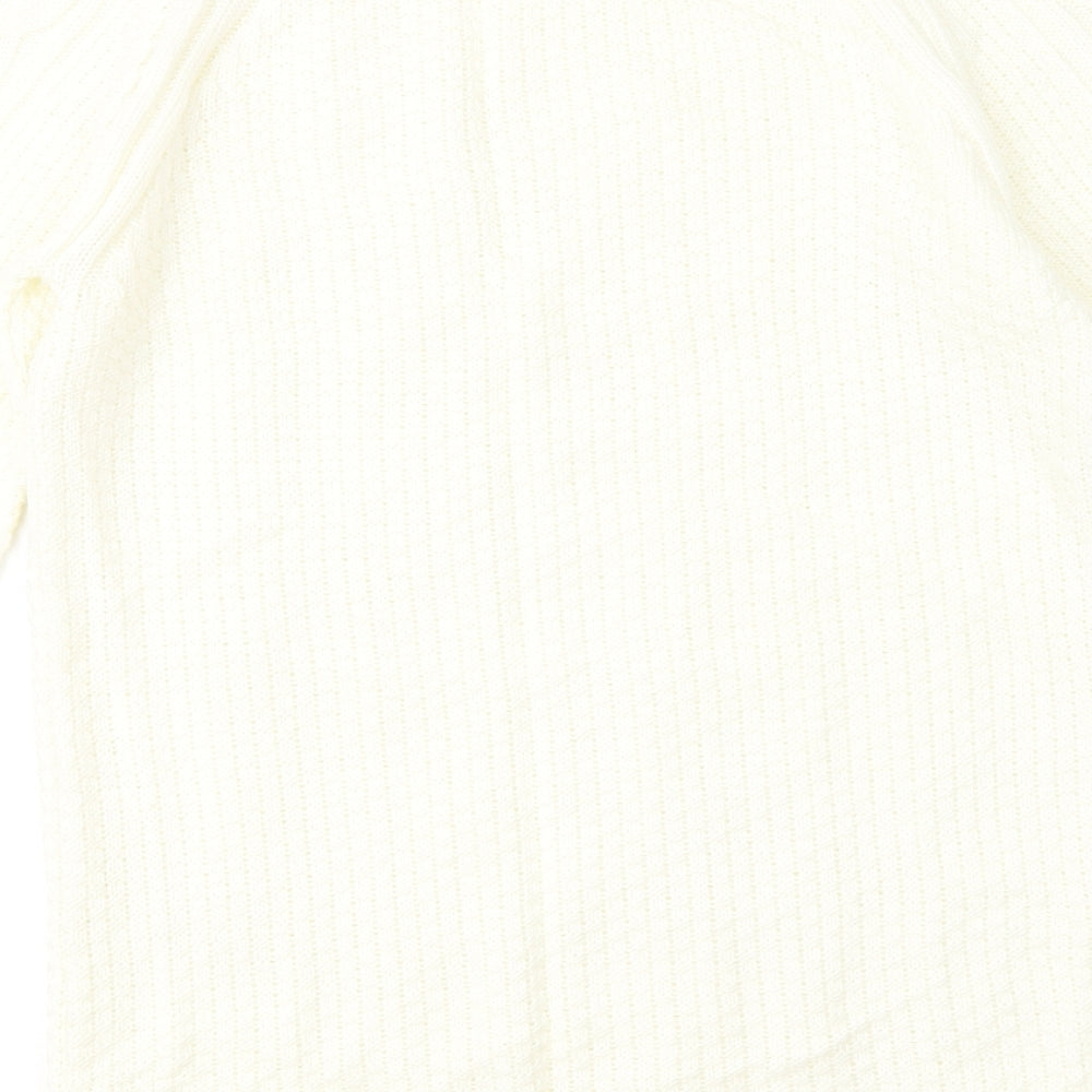 TU Womens Yellow Round Neck Geometric Acrylic Pullover Jumper Size S