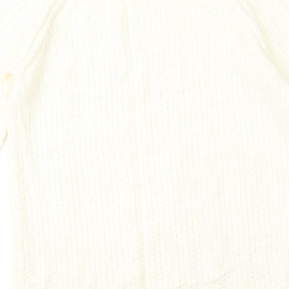 TU Womens Yellow Round Neck Geometric Acrylic Pullover Jumper Size S