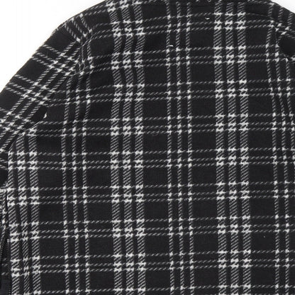 TU Womens Black Round Neck Plaid Polyester Full Zip Jumper Size 14