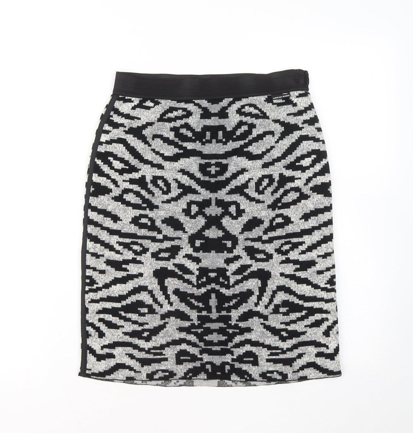 Marc Cain Womens Grey Geometric Wool Skater Skirt Size 28 in