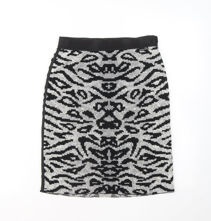 Marc Cain Womens Grey Geometric Wool Skater Skirt Size 28 in