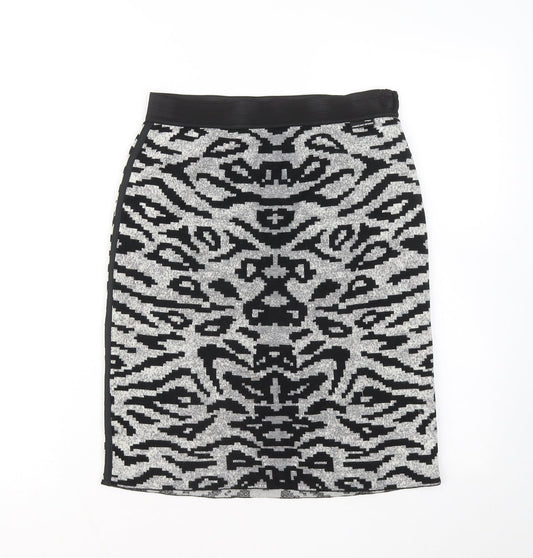 Marc Cain Womens Grey Geometric Wool Skater Skirt Size 28 in